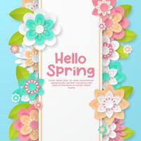 Spring Background template with beautiful colorful flowers. vector