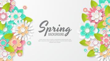 Spring Background template with beautiful colorful flowers. vector