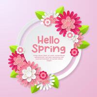 Spring Background template with beautiful colorful flowers. vector