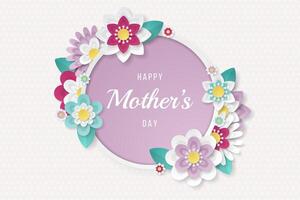 Mother's day background template with beautiful colorful flowers. vector