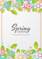 Spring Background template with beautiful colorful flowers. vector