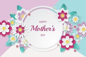 Mother's day background template with beautiful colorful flowers. vector