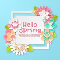 Spring Background template with beautiful colorful flowers. vector