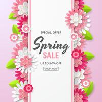 Spring Background template with beautiful colorful flowers. vector