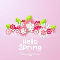 Spring Background template with beautiful colorful flowers. vector