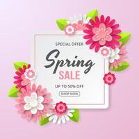 Spring Background template with beautiful colorful flowers. vector