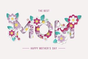 Mother's day background template with beautiful colorful flowers. vector