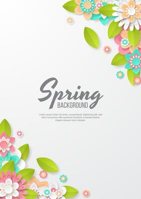 Spring Background template with beautiful colorful flowers.