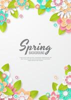 Spring Background template with beautiful colorful flowers. vector