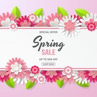 Spring Background template with beautiful colorful flowers. vector