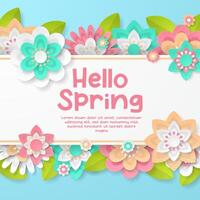 Spring Background template with beautiful colorful flowers. vector