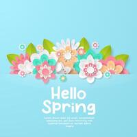 Spring Background template with beautiful colorful flowers. vector