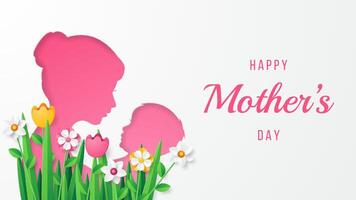 Mother's day background template with beautiful colorful flowers. vector