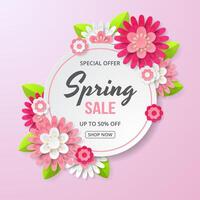 Spring Background template with beautiful colorful flowers. vector