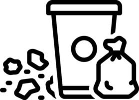 Black line icon for garbage vector