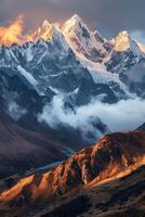 Cloud-covered Mountain Range With Snow photo