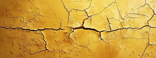 Cracked Yellow Surface With Deep Cracks photo