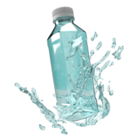 The bottle and water splash for drink or advertising concept 3d rendering. png