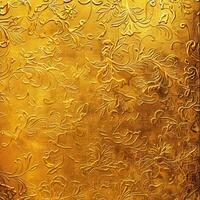 Gold textured background with floral design photo