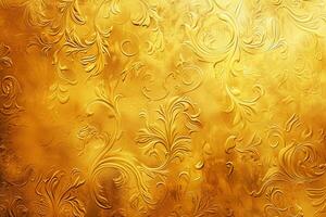 Elegant Gold Background With Swirls and Leaves photo