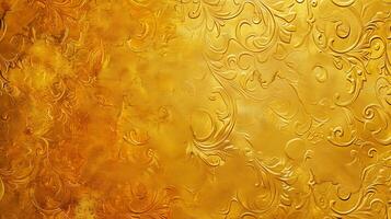 Gold Background With Swirls and Leaves photo