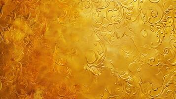 Gold Background With Swirls and Leaves photo