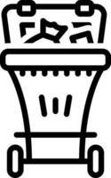 Black line icon for trash bin vector