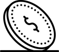 Black line icon for coin vector