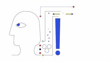 Deep learning AI line 2D animation. Artificial intelligence algorithm 4K motion graphic. Decision making schema. Neural network data linear animated cartoon flat concept, white background video