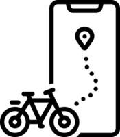 Black line icon for route vector