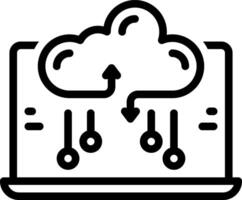 Black line icon for cloud computing vector