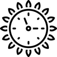 negro línea icono para reloj vector