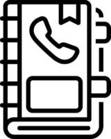 Black line icon for phone book vector