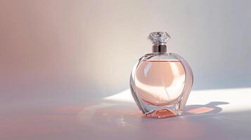 un elegante perfume botella, resplandeciente con sofisticación foto