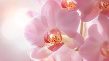 encantador mundo de flora, un delicado de colores orquídea en lleno floración foto