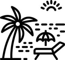 Black line icon for beach vector