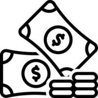 Black line icon for cash vector