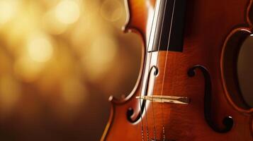 armonía de musical instrumentos, enfoque en el elegante curvas de un violín foto