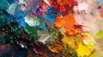 the tactile allure of an artist's palette, adorned with an array of vibrant paints photo