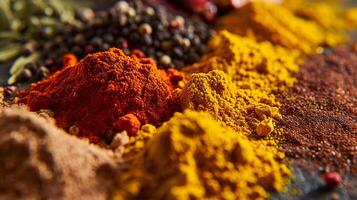 an assortment of whole spices, arranged in harmonious chaos photo