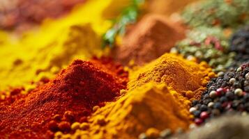 an assortment of whole spices, arranged in harmonious chaos photo