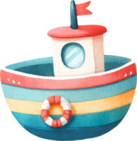 Colorful Illustrated Children's Toy Boat png