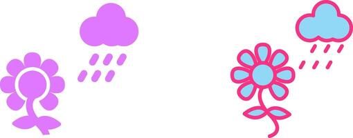 Flower with rain Icon vector