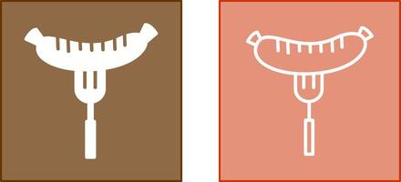 Sausage on Fork Icon vector