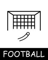 Football, gate icon. Ball, hit, hit, outdoor activity, useful hobby, recreation, sports equipment and leisure activity. Healthy lifestyle concept. vector