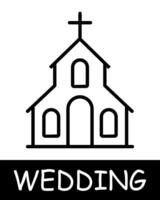 Church icon. Beauty, fate, cross, building, wedding, windows, scale, fun, silhouette, simplicity, solemnity and celebration. The concept of marriage, a fateful decision. vector