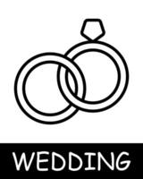 Male and female ring icon. Beauty, fate, relationships, diamond, heart, love, silhouette, simplicity, solemnity and celebration. The concept of marriage, a fateful decision. vector