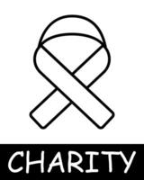 Charity, ribbon icon. Teamwork, support, gift, donation, endowment, helping those in need, generosity, compassion, and community assistance. The concept of good nature and helping others. vector