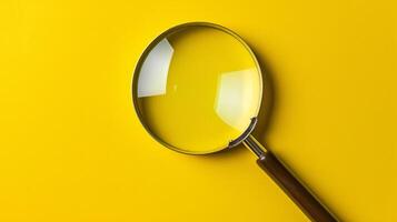 A single antique magnifying glass, placed against a muted colored background, symbolizes curiosity and discovery photo