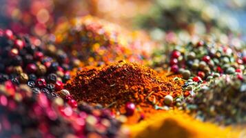 an assortment of whole spices, arranged in harmonious chaos photo